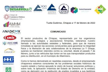 Empresarios piden liberación de trabajadores retenidos en Altamirano