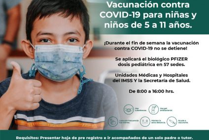 Habilitarán 57 sedes en Chiapas para vacunación en menores de 5 a 11 años